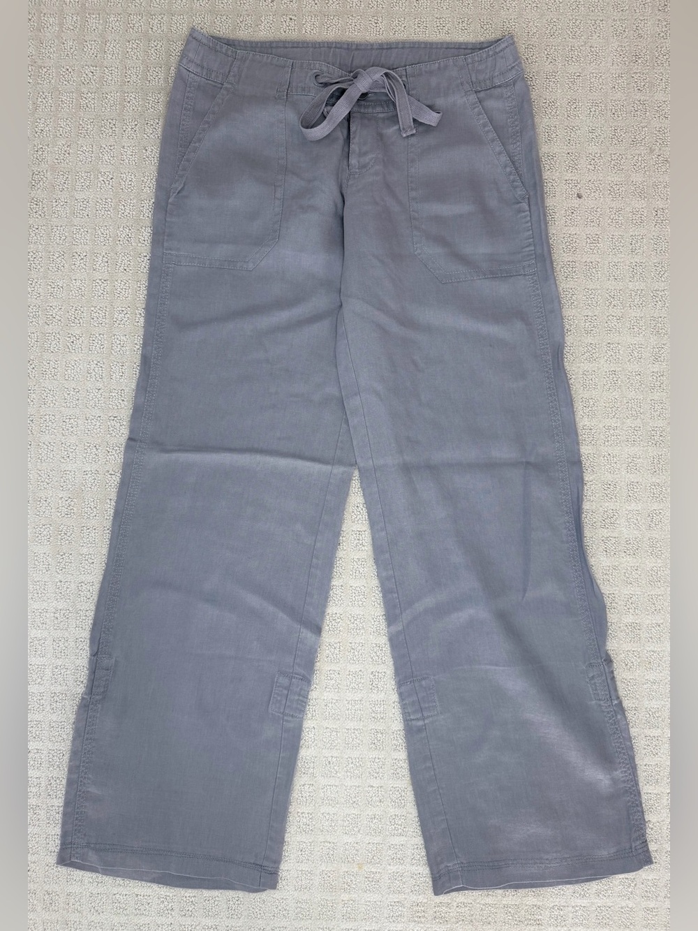 Juicy Couture Y2K Grey Low Rise Wide Leg Drawstring Linen Blend Pants Size P